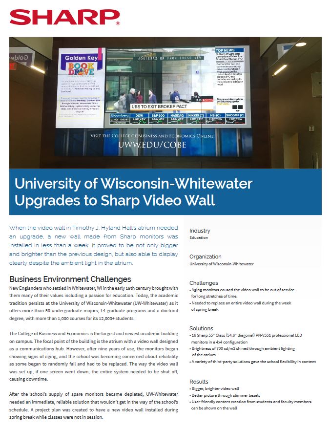 University Wisconsin, Video Wall, Case Study, education, Advanced Copier Technologies